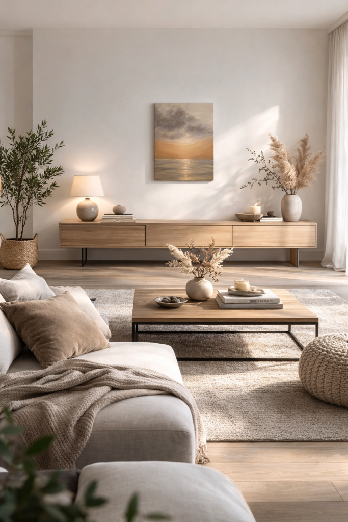 Golden Horizon – 50x70 cm Original Oil Painting in Minimalist Living Room